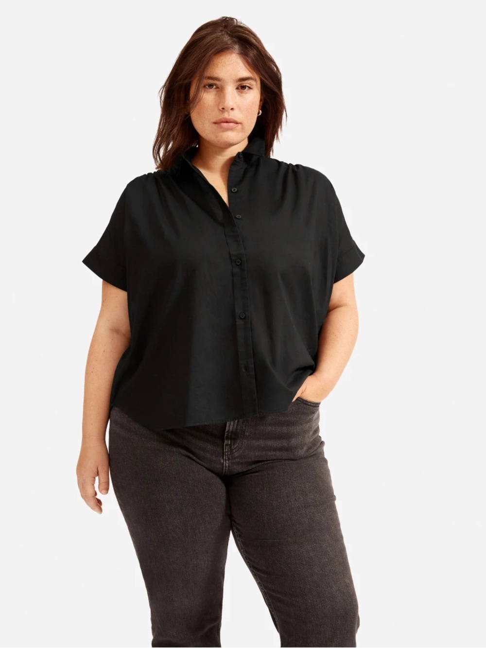 Everlane Square Air Shirt Black Cotton S